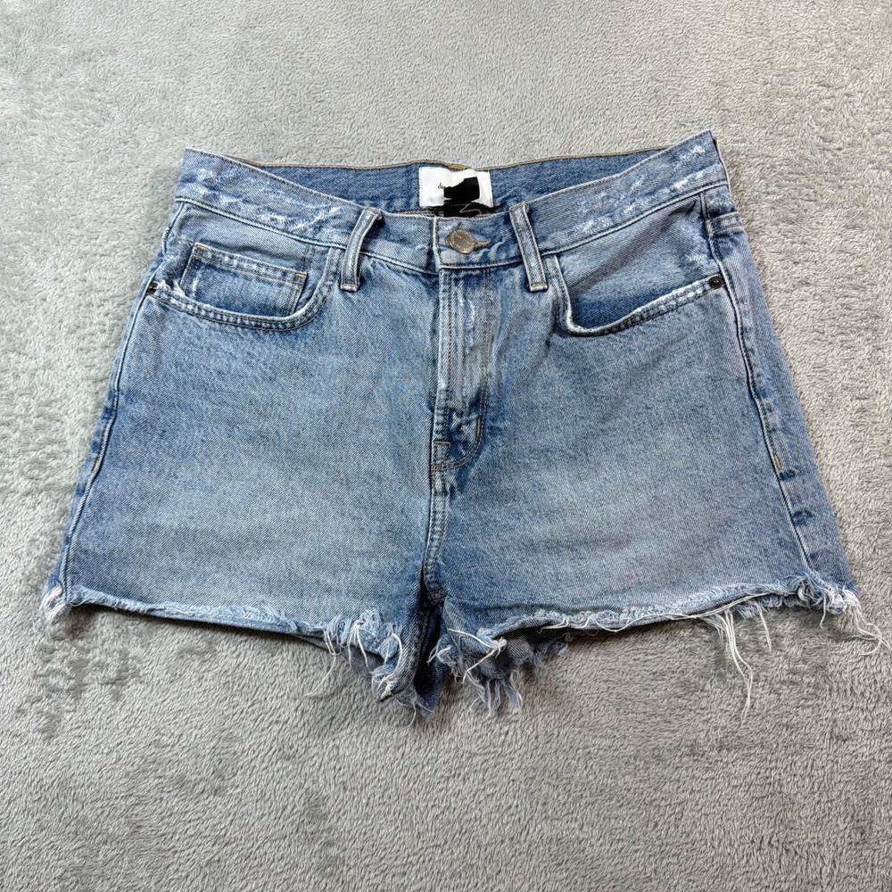 Current/Elliott High Rise Denim Shorts Women 27 Blue Distressed Cut Off